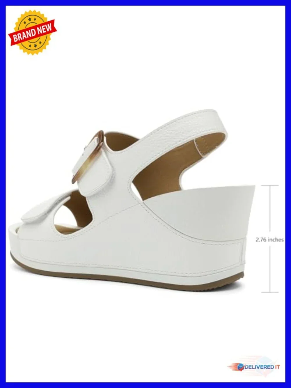 Womens High Platform Wedge Sandals Dressy Open Toe 2.76 Inch Heel Adjustable